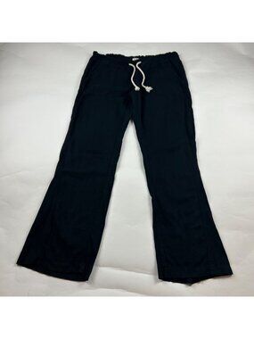 Roxy Black Linen Blend Low Rise Lounge Pant L